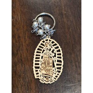 Wooden Virgin Mary Keychain